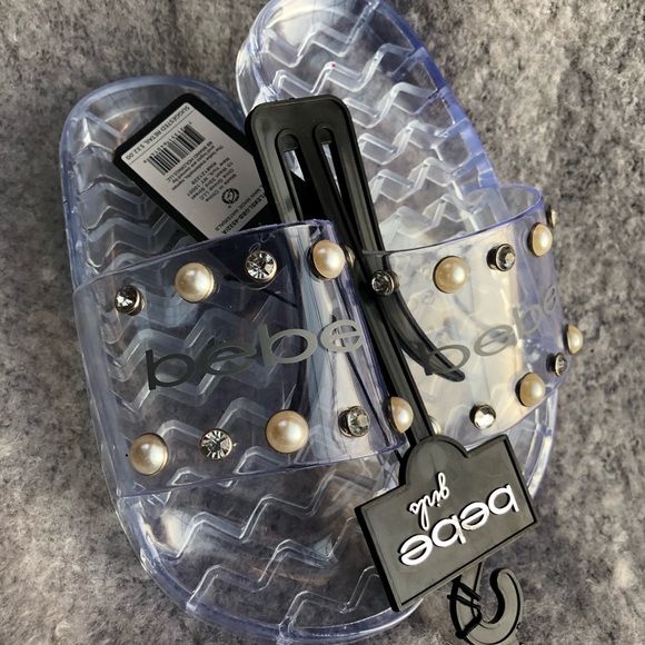 New w/tags BEBE girls jelly shoes w/ pearls & gems - Picture 6 of 6